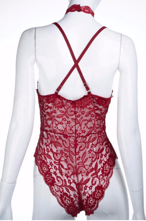 "Lady In Lace" Playsuit (Red)