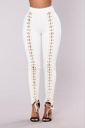 Open image in slideshow, &quot;Laced in Luxury&quot; Leggings (White)
