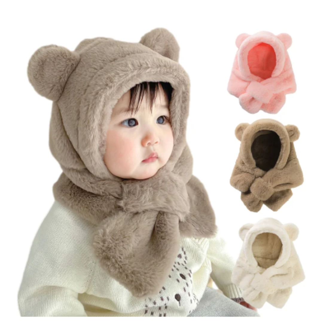 Winter Baby Faux Fur Bear Hat Scarf