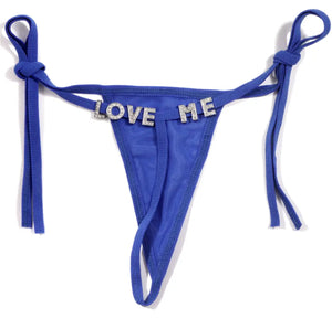 Personalized Crystal Letter Laced Drawstring G-String