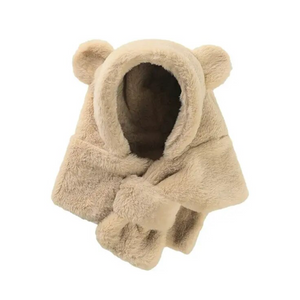 Open image in slideshow, Winter Baby Faux Fur Bear Hat Scarf
