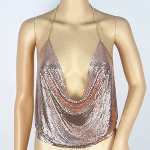 Open image in slideshow, All Chained Up Glitz Top (Rose Gold)
