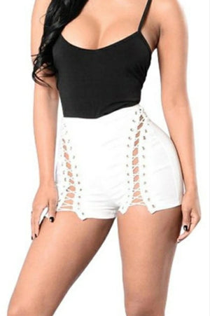 "Laced in Luxury" Shorts (White)