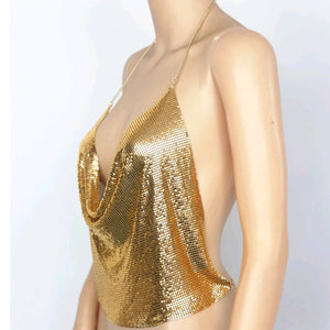 Open image in slideshow, All Chained Up Glitz Top (Gold)
