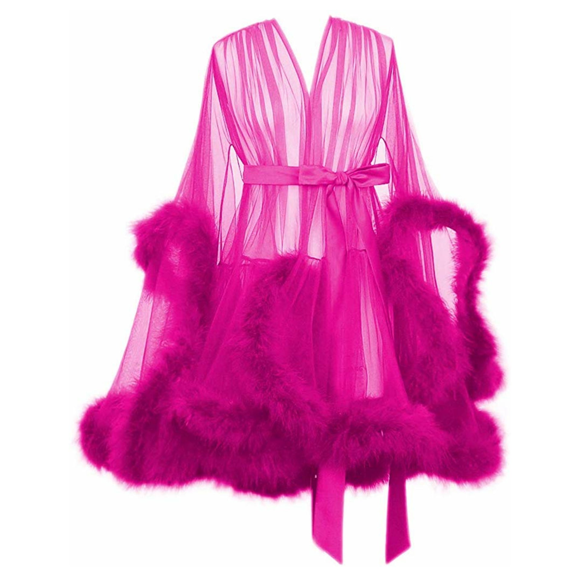 sheer fur dressing gown Black Long Ostrich Feather Dressing Gown, Sexy tulle Lingerie, Ostrich  feather robe, See through sheer robe, Gift Idea boudoir pin up luxury