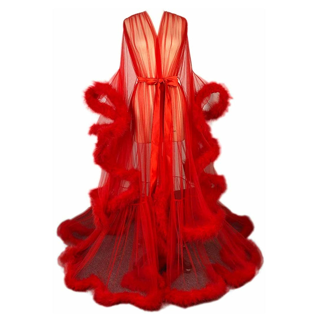 Hollywood Glam Sheer Fluffy Floor-length Feather Robe – Goddess Of Luxury