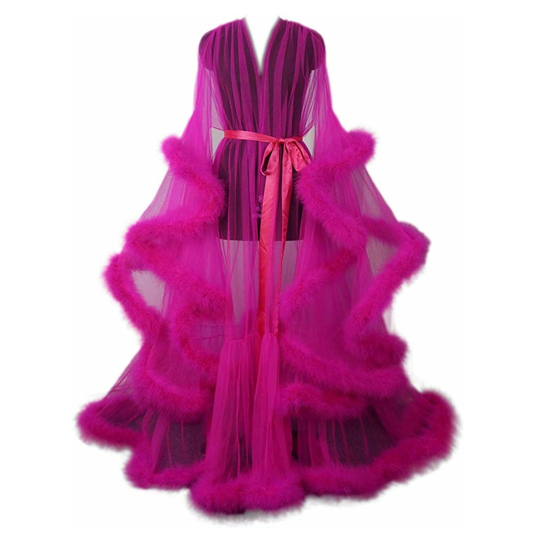 Hollywood Glam Sheer Fluffy Floor-length Feather Tulle Robe – Goddess ...