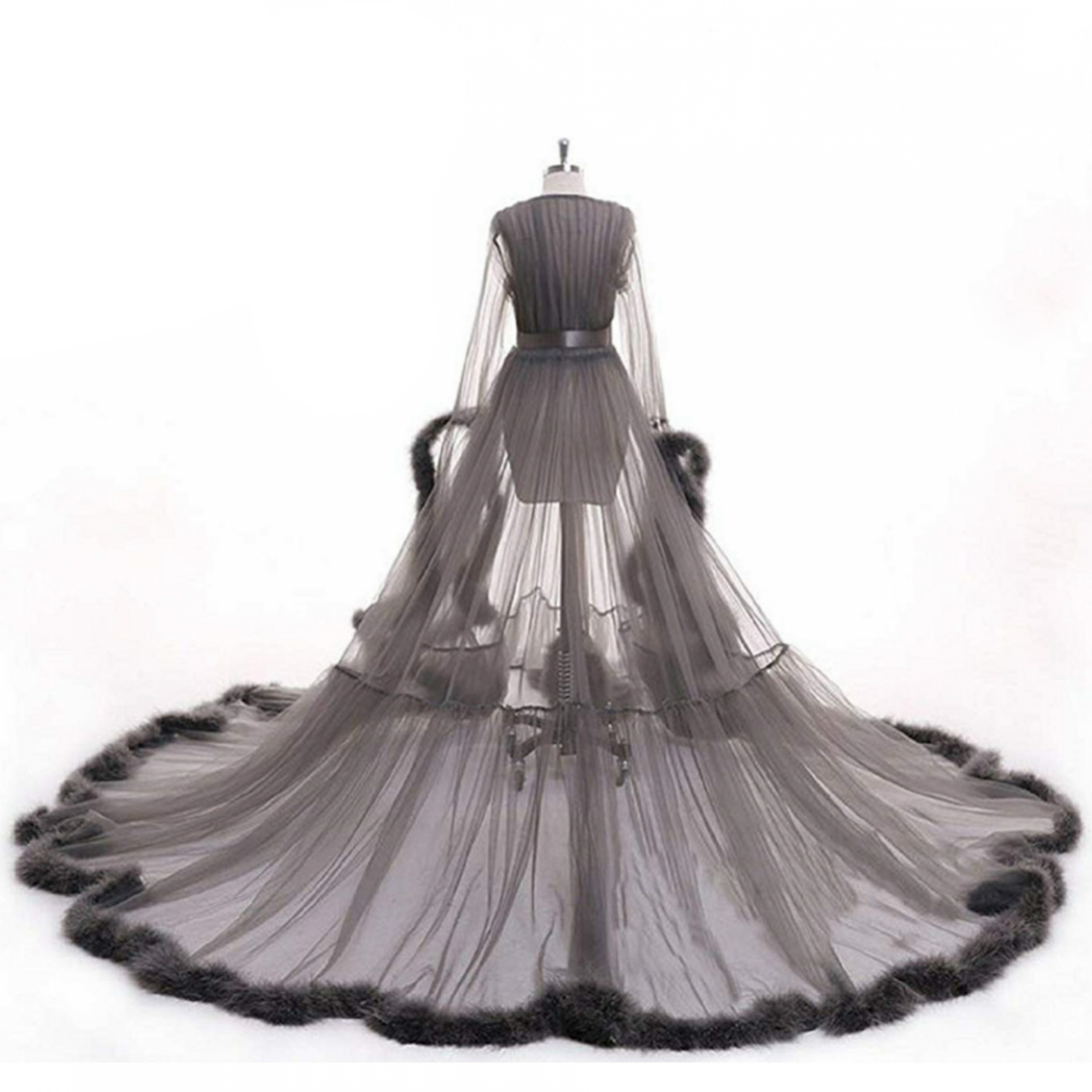 "Dream Come True" (100+ Colors) Long Sheer Tulle Marabou Feather Grand Luxury Robe