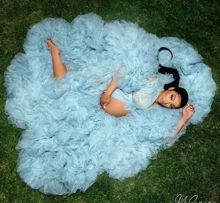 "Pure Elegance" Long Fluffy Ruffled Tulle Robe (Extra Puffy)