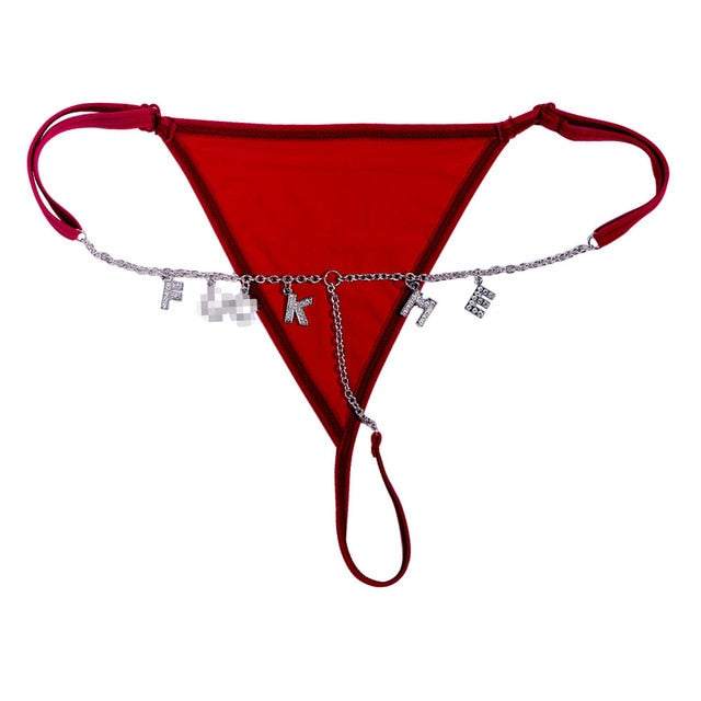 Custom Underwear Crystal Letters Personalised Thong Waist